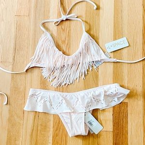 L*Space Audrey Fringe bikini -NWT, XS, baby pink.